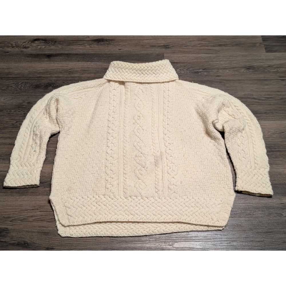 Aran Sweater Market Merino Wool Cable Knit Turtleneck Sweater Cream XL Ireland